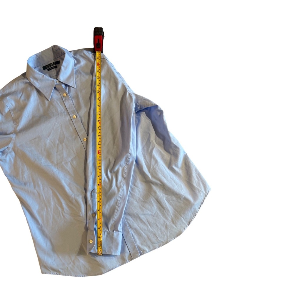 Lauren Ralph Lauren Womens Light Blue Non Iron Cotton Button Down Shirt Size 16 - Picture 7 of 8